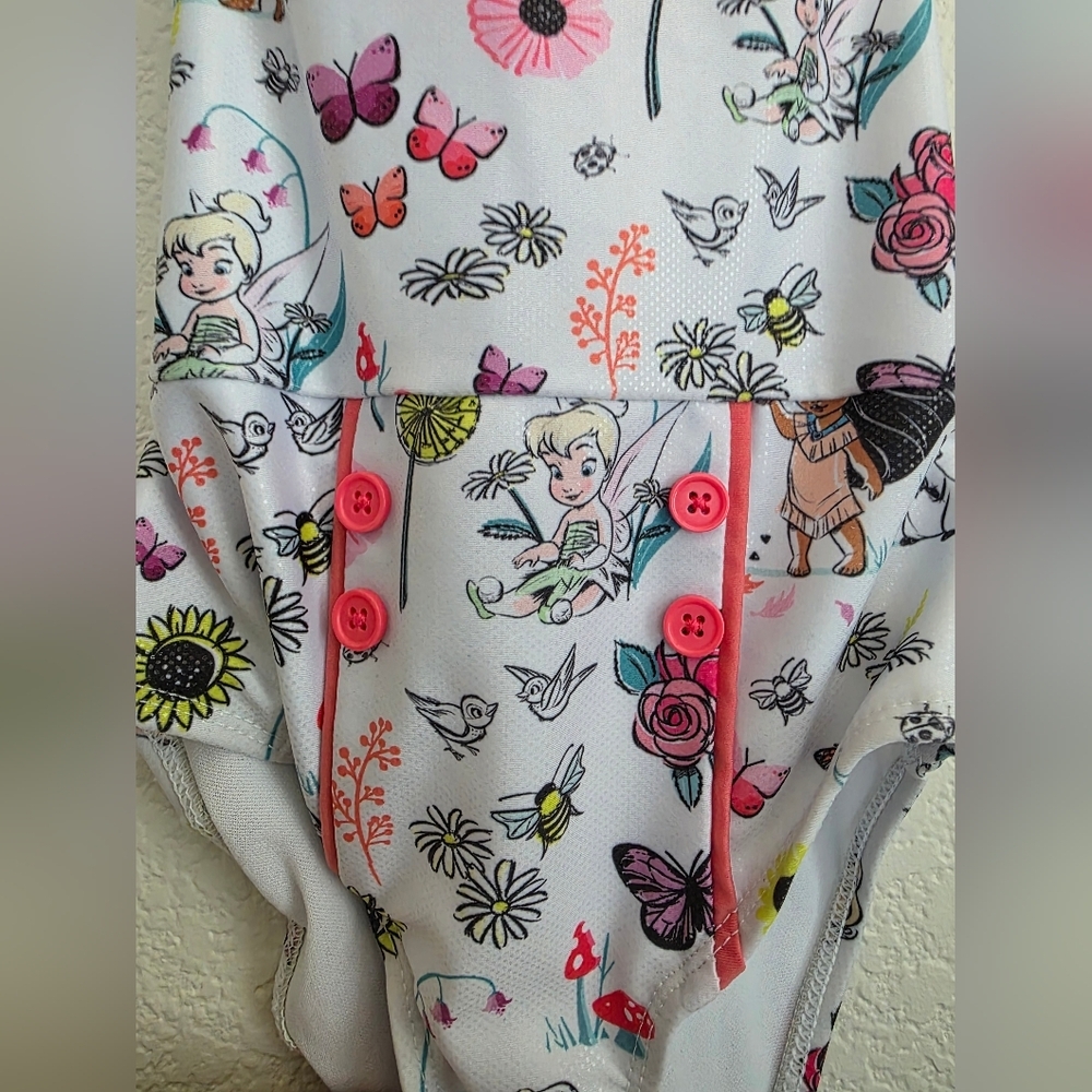 Authentic Disney Animators Collection Kids Swim One Piece - White and Pink - Picture 3 of 8